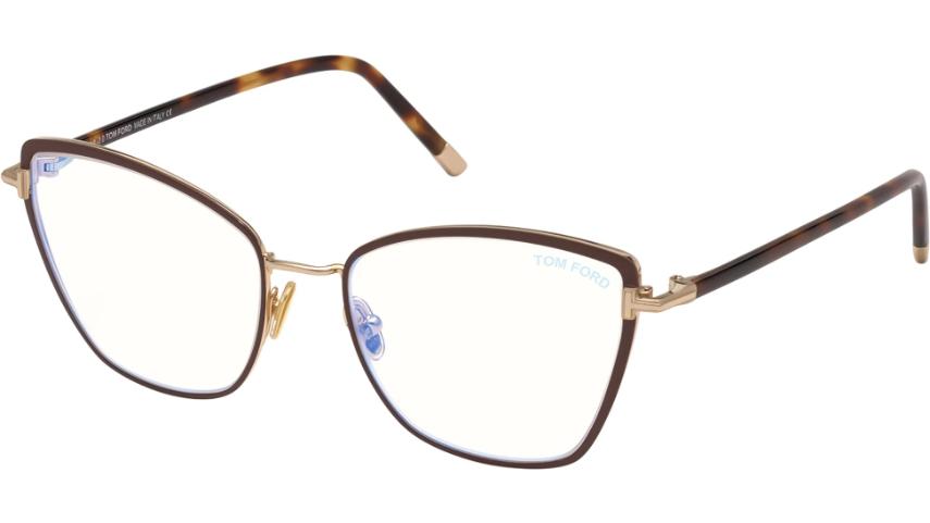 Tom Ford FT5740B-Eyeglasses-Brown Enamel Rose Gold-Blue Light Blocker-