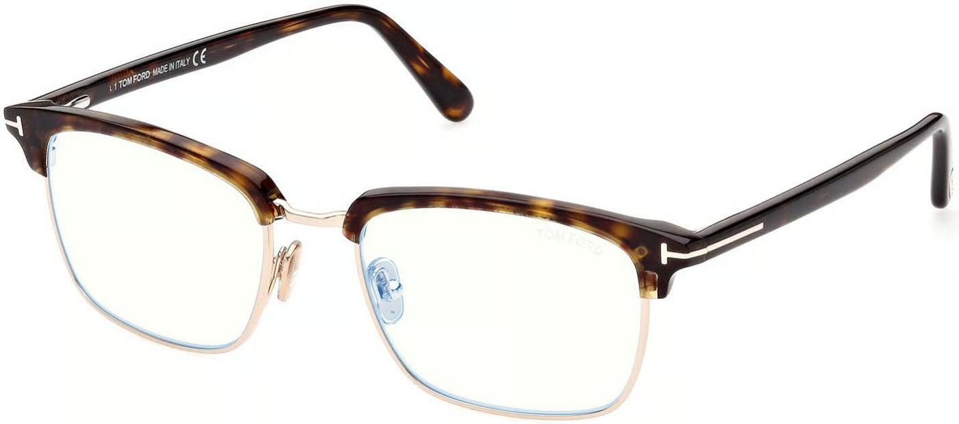 Tom Ford FT5801-B-Eyeglasses-Shiny Rose Gold/Dark Havana-Blue Light Blocker-