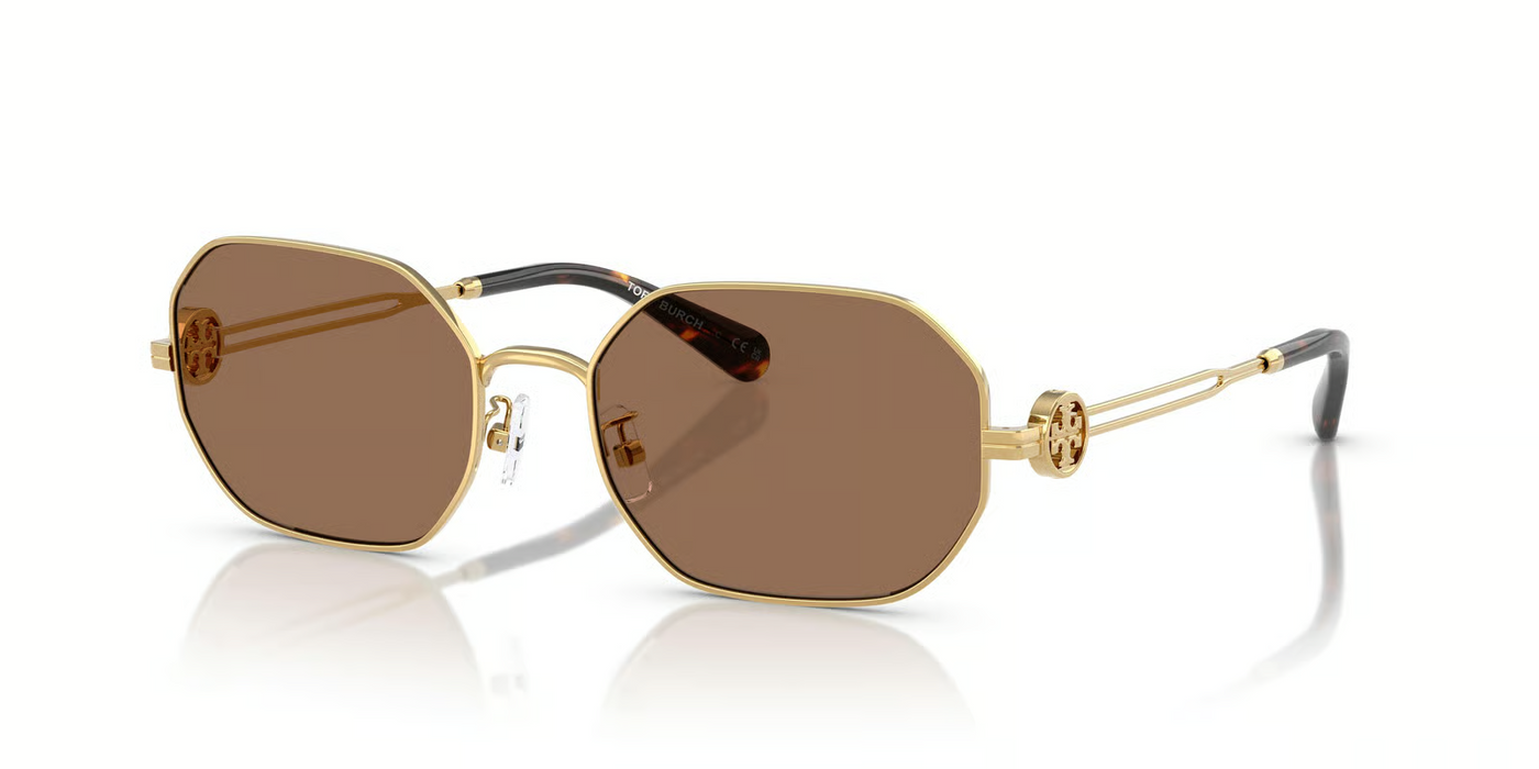 Tory Burch OTY6113-Sunglasses-Shiny Gold-Dark Brown-