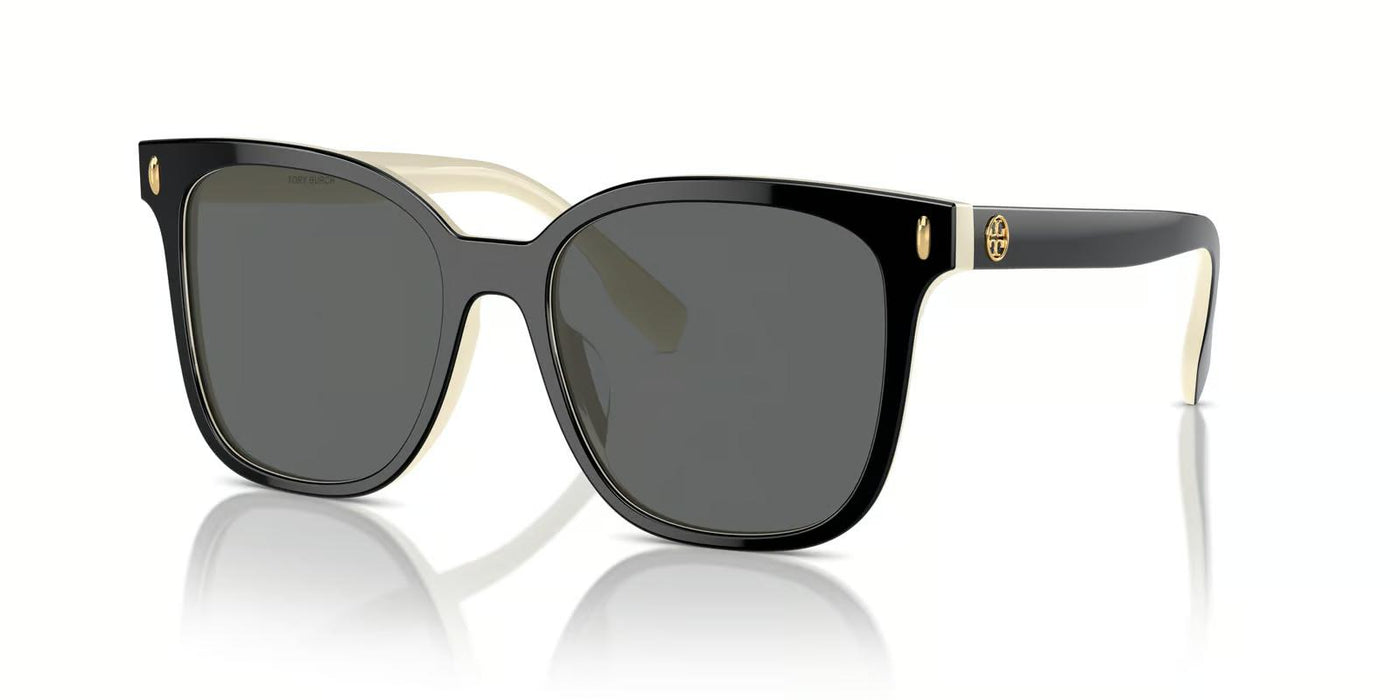 Tory Burch OTY7203U-Sunglasses-Black/Ivory-Dark Grey-