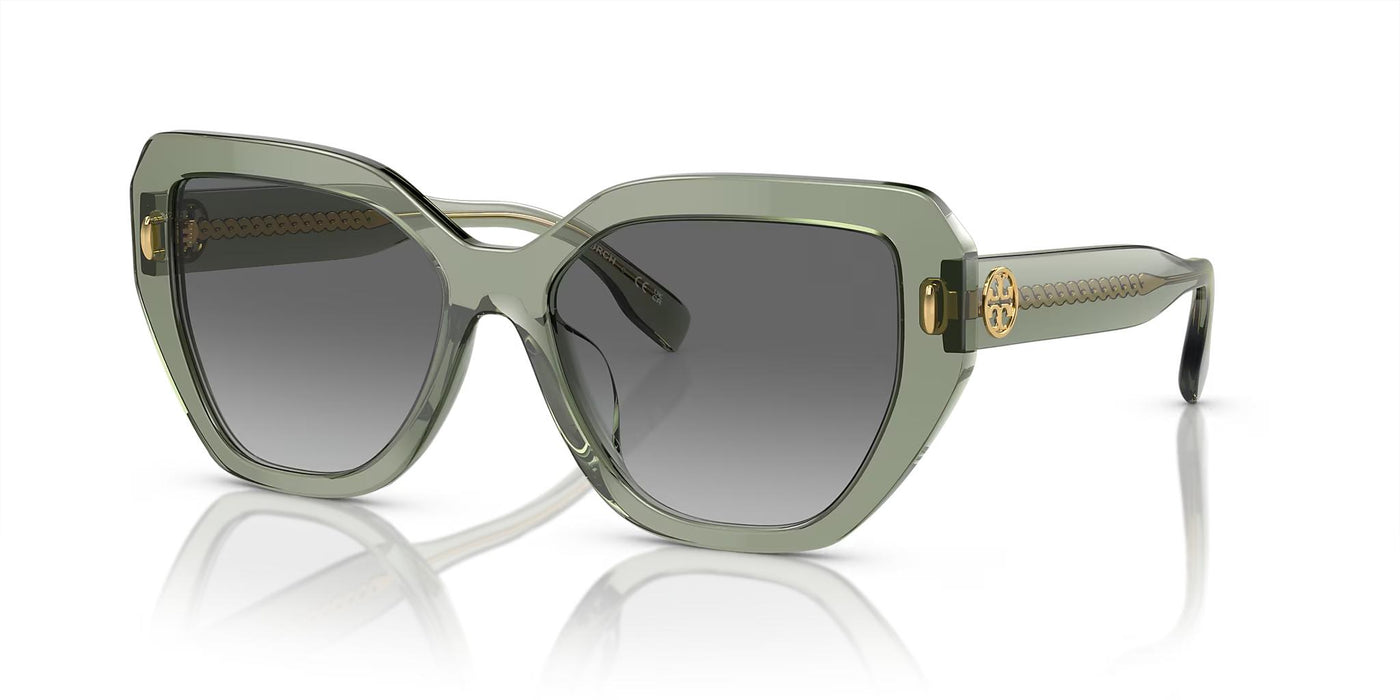 Tory Burch TY7194U-Sunglasses-Transparent Sage-Dark Grey Gradient-