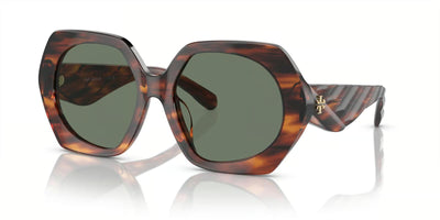 Tory Burch TY7195U-Sunglasses-Dark Wood-Dark Green-